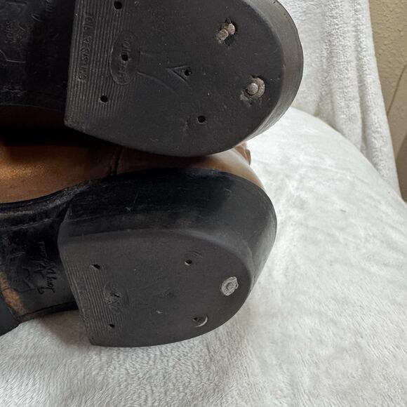 Tony Lama Leather Boots Men 10 EE Brown Cowboy Western Pointed Toe Embroidered - Picture 14 of 16